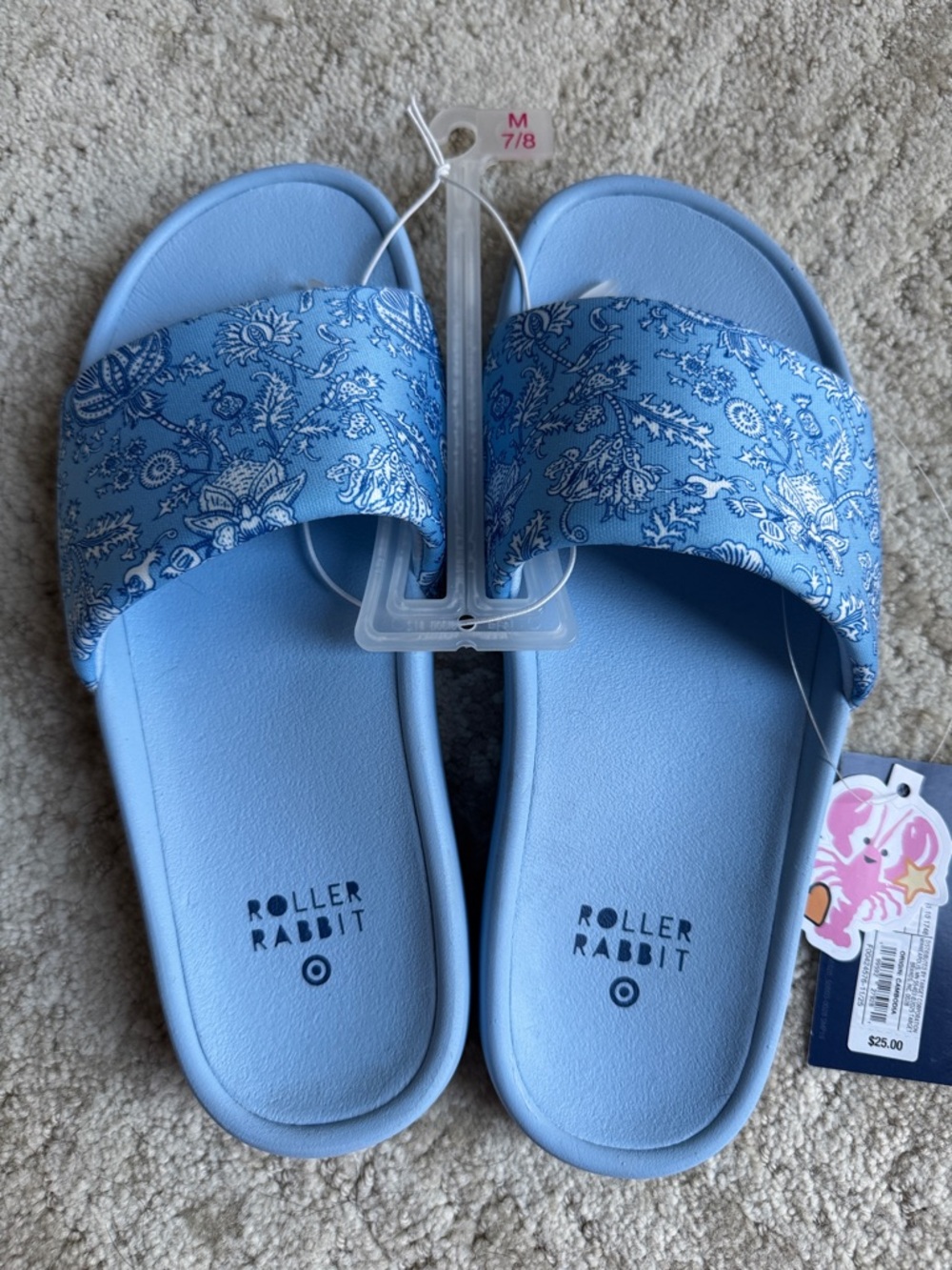 Roller Rabbit Light Blue Paisley Slide Sandals